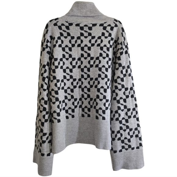 Jonathan Simkhai Charlenne Sweater Grey Charcoal Multi Print Medium Wool Cashmer - Picture 4 of 7